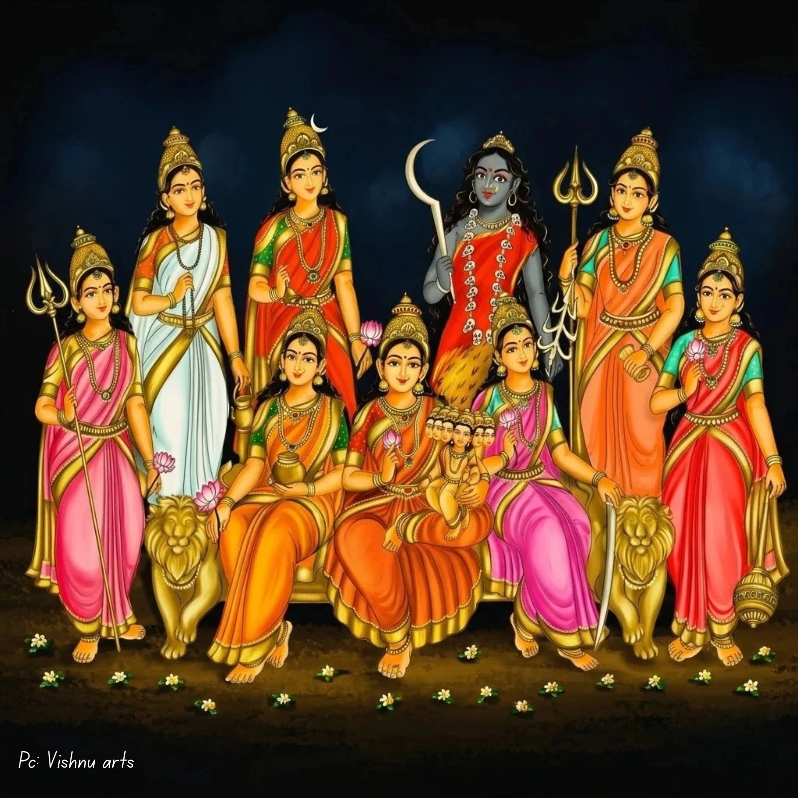 Nine forms of Navratri - Shailaputri to Siddhidatri illustrated as nine ways of being and spiritual states