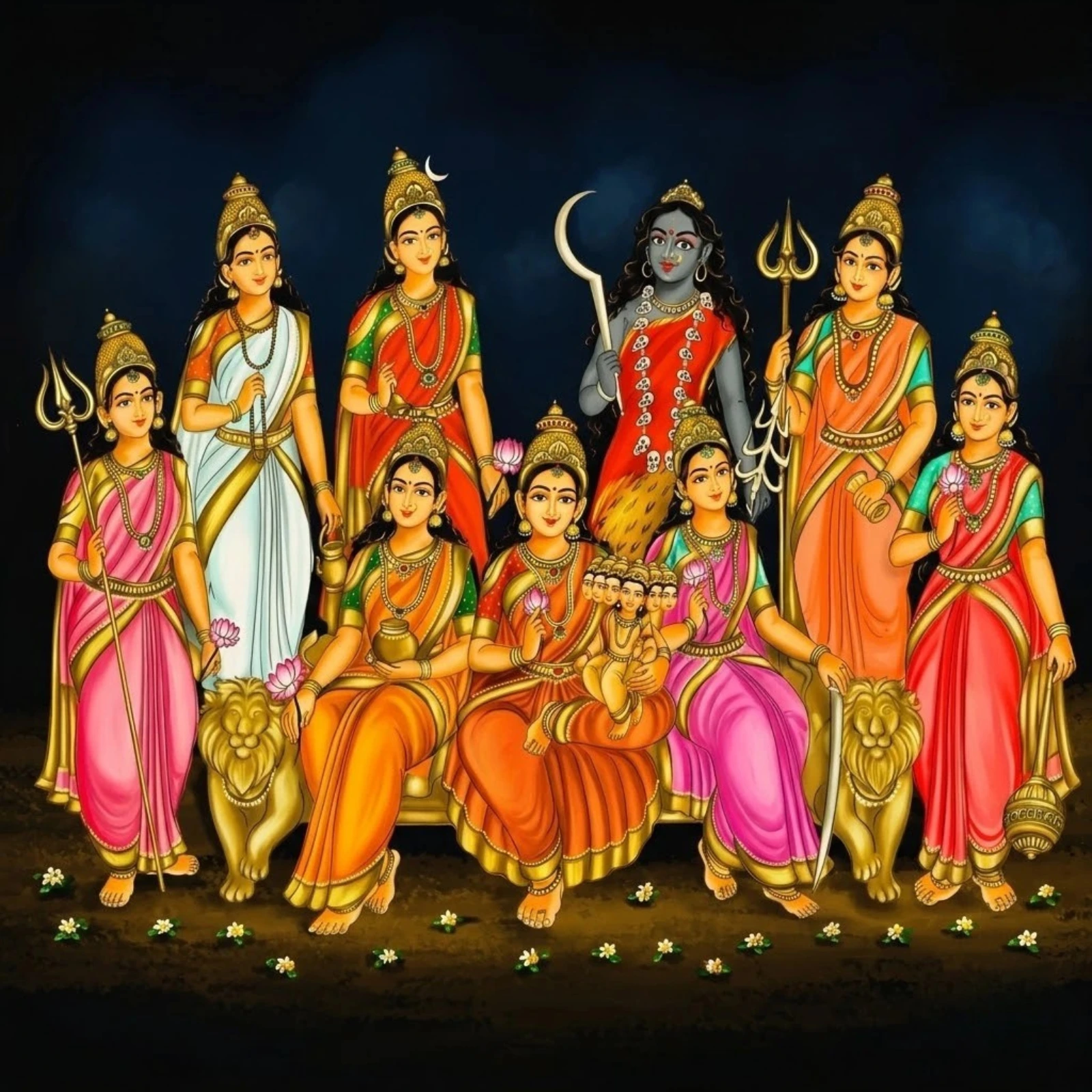 Nine forms of Navratri - Shailaputri to Siddhidatri illustrated as nine ways of being and spiritual states